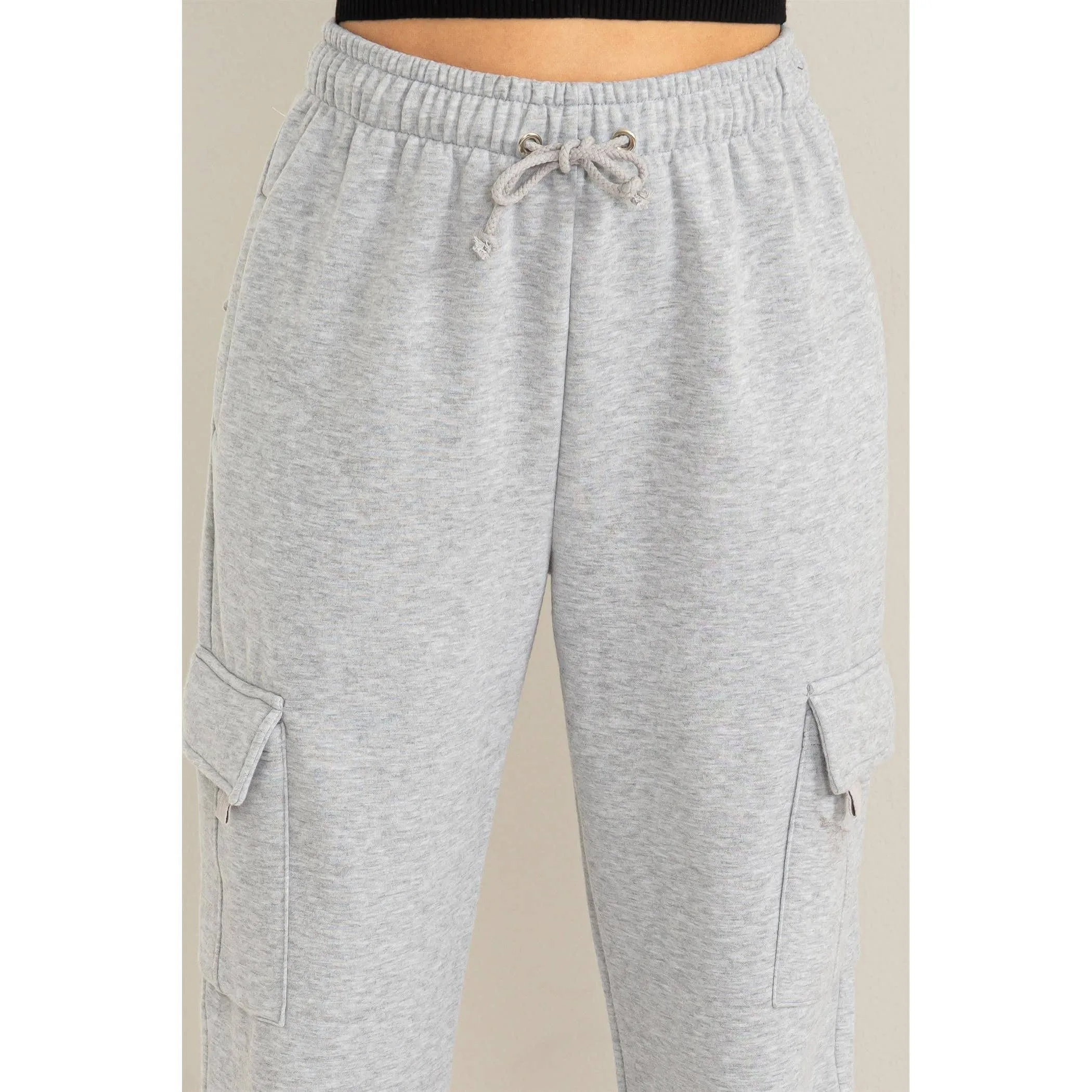 Hey Girl, Brushed French Terry Cargo Sweat Pants