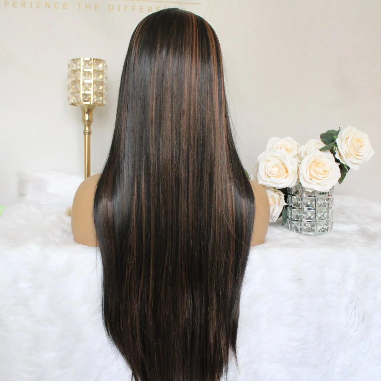 Highlight Wig Colored Middle Part  Synthetic Wigs Pre Plucked Ombre Lace Frontal Wig For Women
