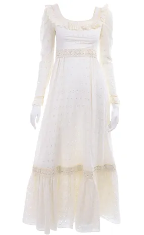 House of Bianchi 1984 Vintage Ivory Eyelet Wedding or Bridesmaid Dress