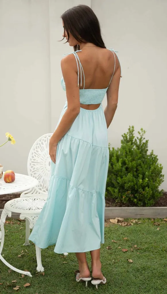 Ice Blue Slip Midi Dress
