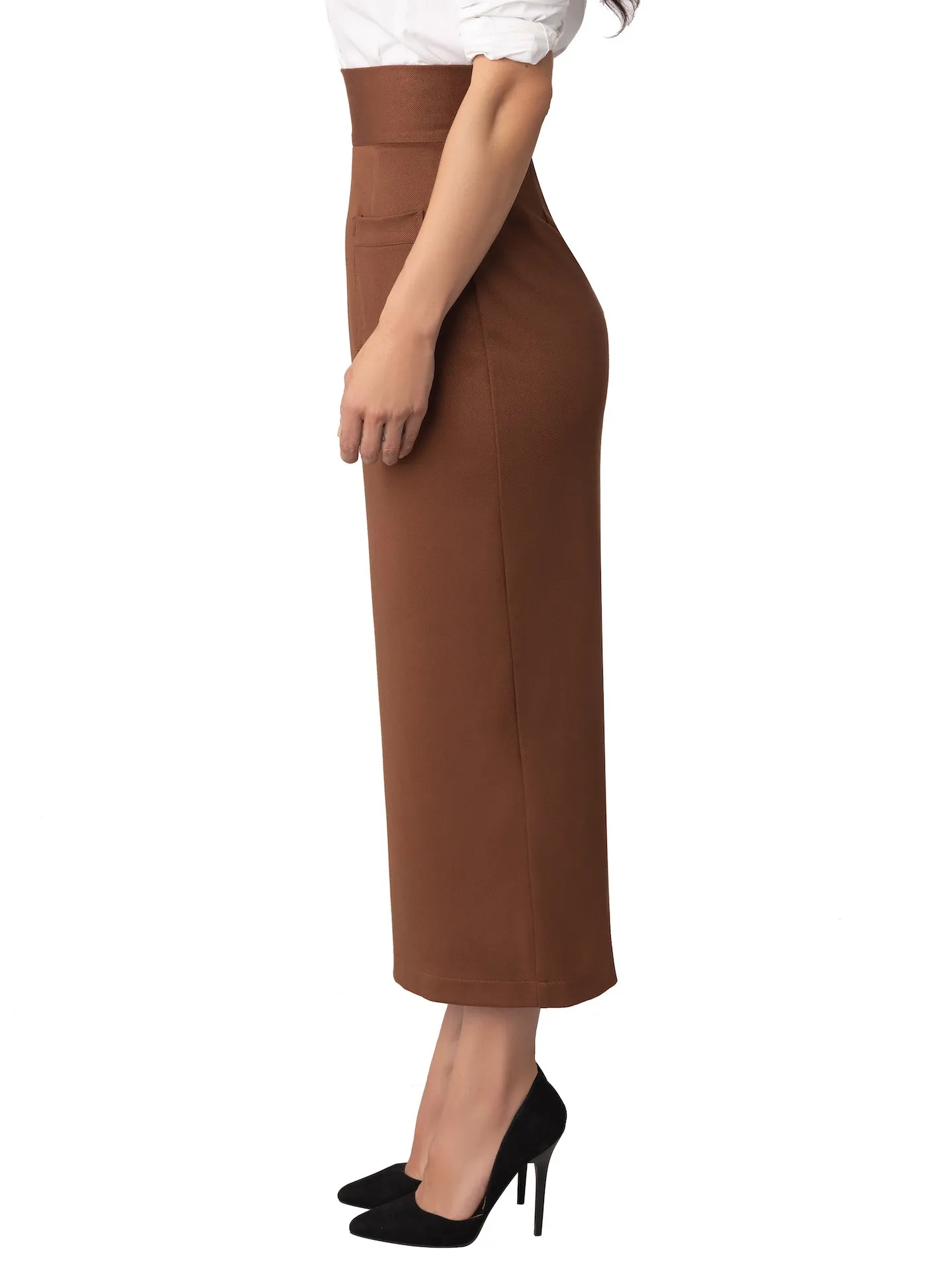 “Josette” Brown Pencil Skirt