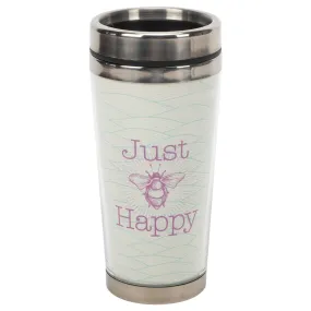 Just Bee Happy Purple 16 ounce Stainless Steel Travel Tumbler Mug with Lid