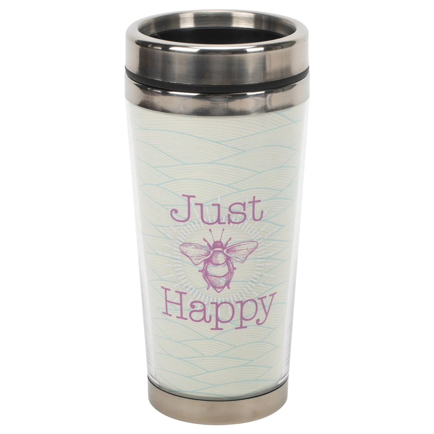 Just Bee Happy Purple 16 ounce Stainless Steel Travel Tumbler Mug with Lid