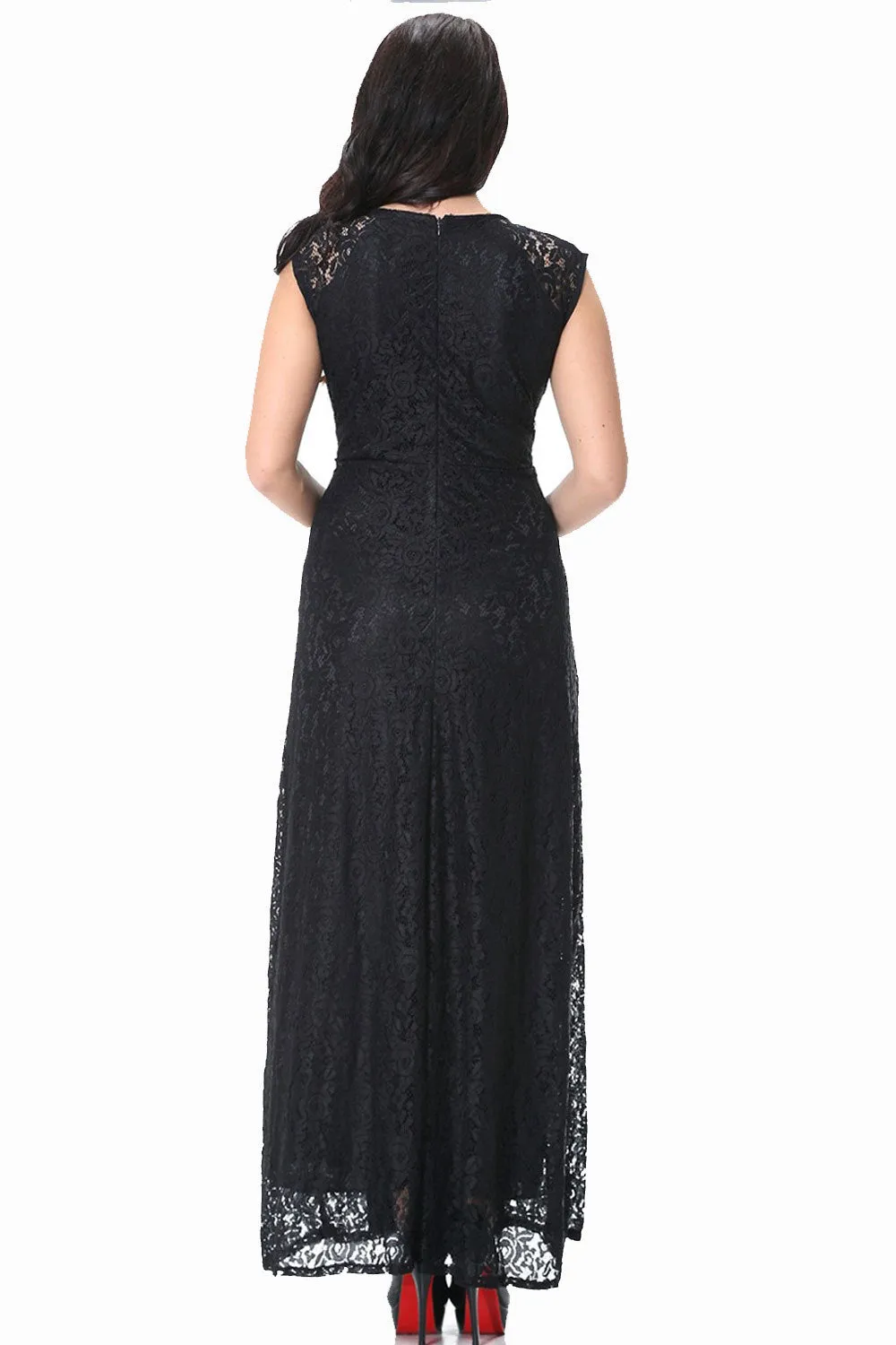 Ketty More Women Round Neck Sleeveless Plus Size Lace Dres-KMWD288