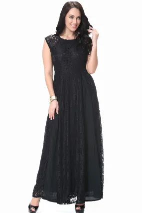 Ketty More Women Round Neck Sleeveless Plus Size Lace Dres-KMWD288