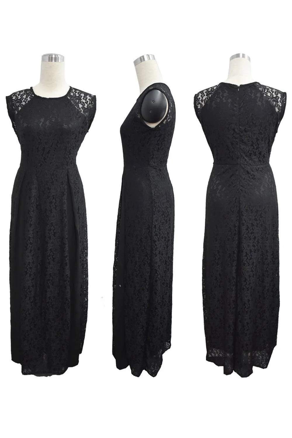 Ketty More Women Round Neck Sleeveless Plus Size Lace Dres-KMWD288