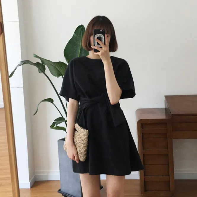 [Korean Style] Ferine Solid Color Wrap Dress