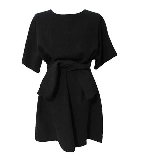 [Korean Style] Ferine Solid Color Wrap Dress
