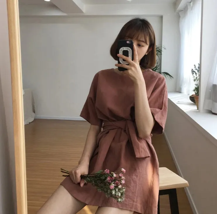 [Korean Style] Ferine Solid Color Wrap Dress