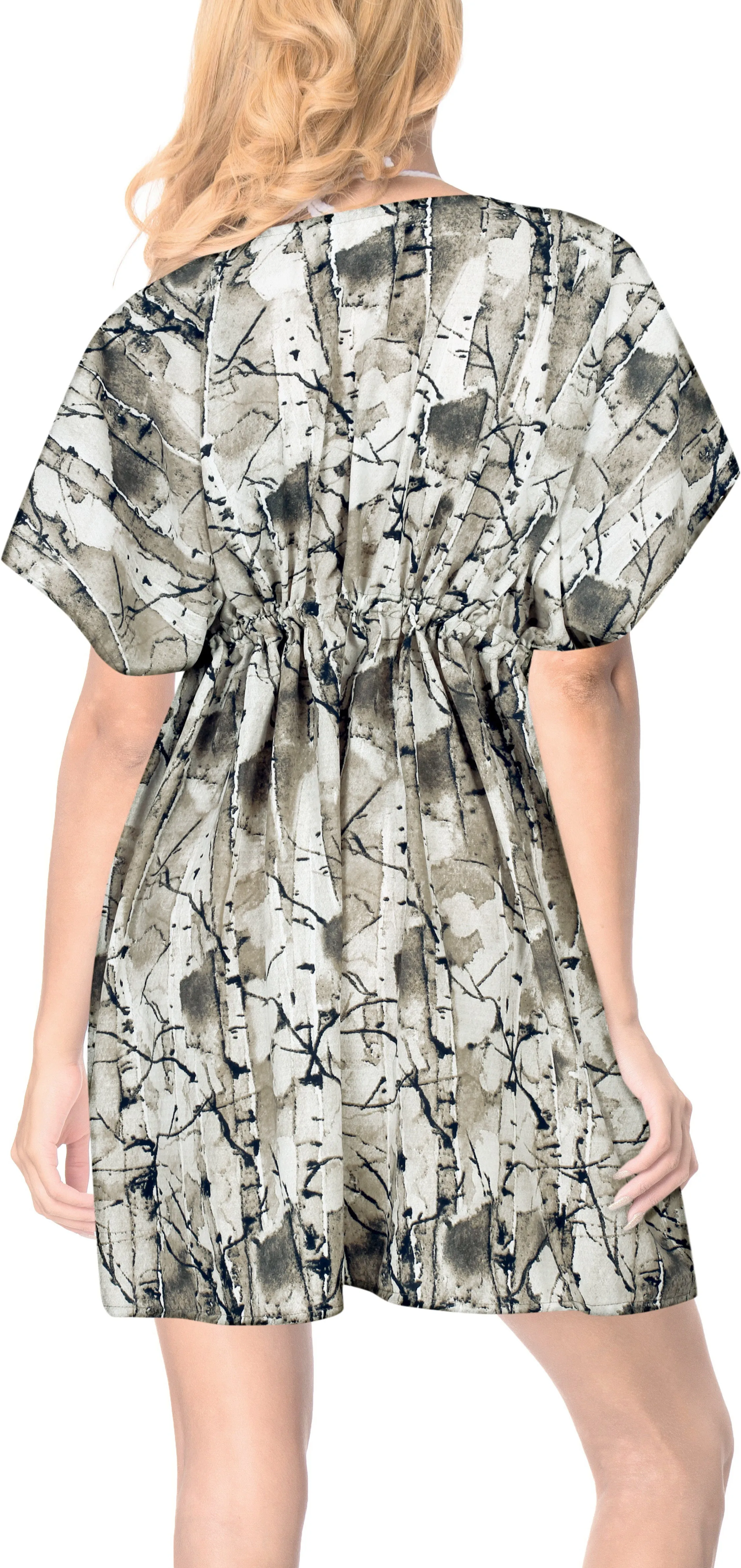 LA LEELA Printed Beach swimsuit Cover up For Women Grey_Y466 OSFM 14-24W [L- 3X]