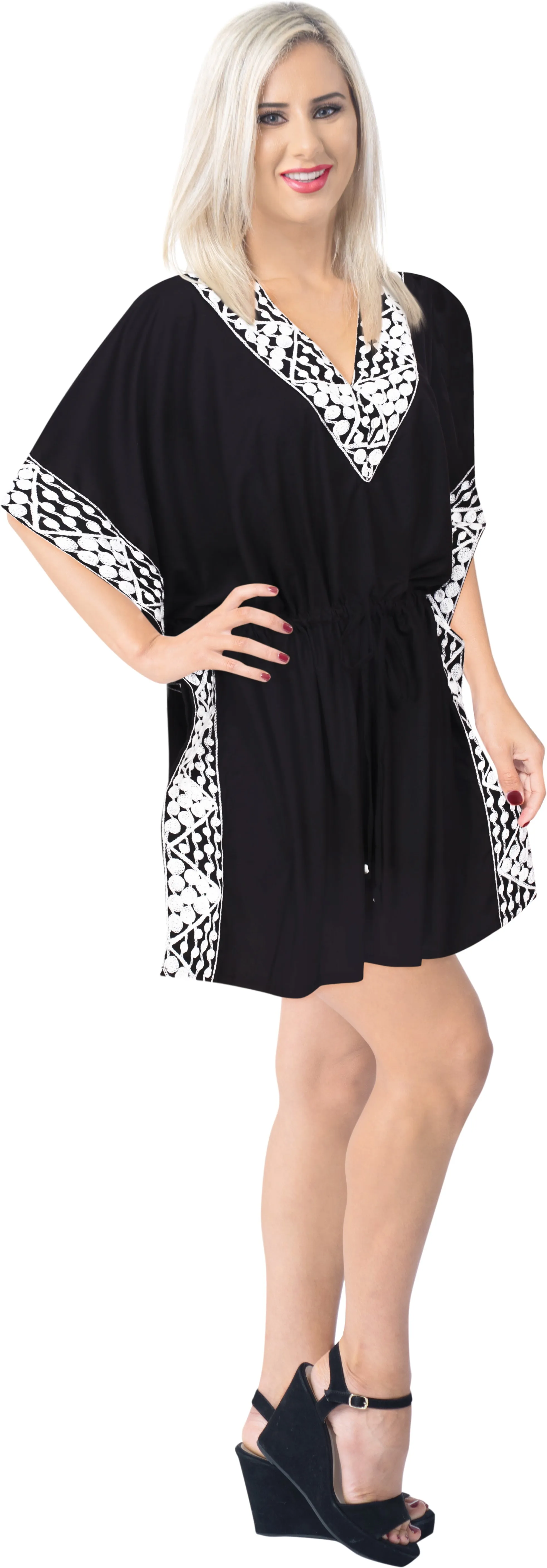 LA LEELA Swimsuit Bathing Suit Bikini Cover UP Black_X787 OSFM 16-32W [XL- 5X]