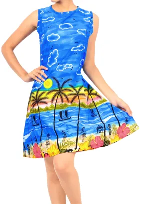 LA LEELA Women Swimwear Bathing Suit Cover Ups Swimsuit Tops US 4 [S] Blue_V250