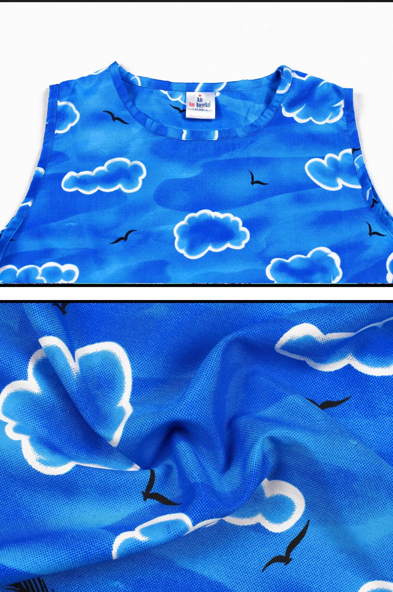 LA LEELA Women Swimwear Bathing Suit Cover Ups Swimsuit Tops US 4 [S] Blue_V250
