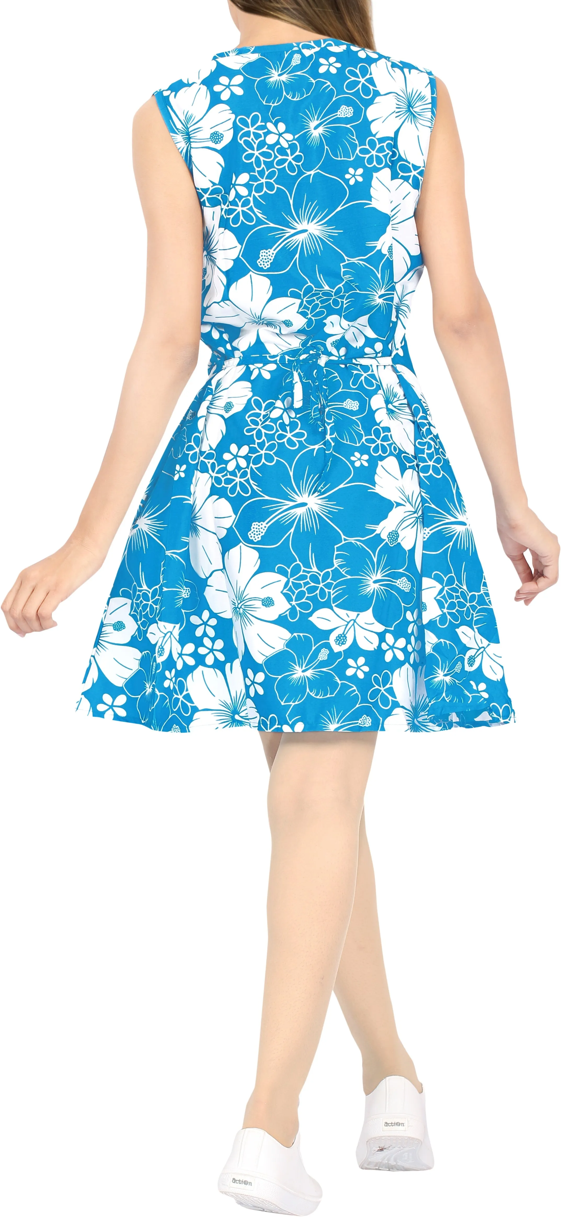 LA LEELA Women Swimwear Bikini Cover-Up Beach Kaftan Dress US 4 [S] Blue_U527