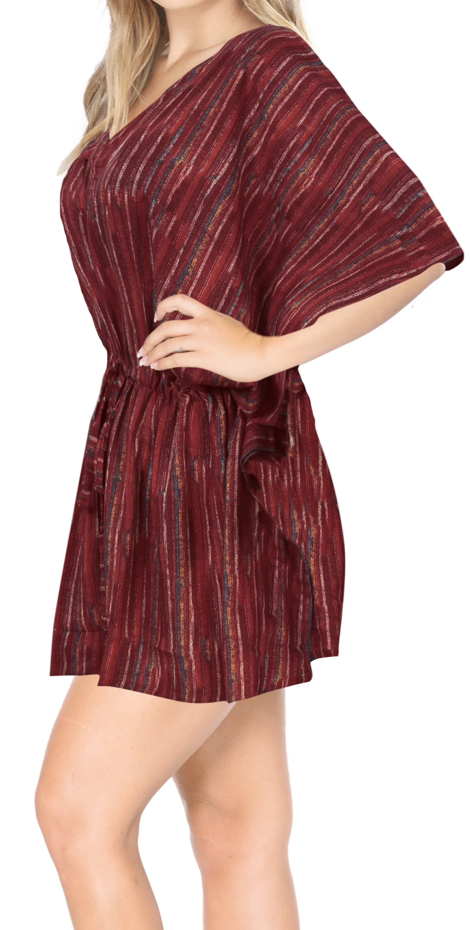 LA LEELA Women's Kaftan Bikini Swimwear Cover Ups Dress US 16-28W Maroon_N209