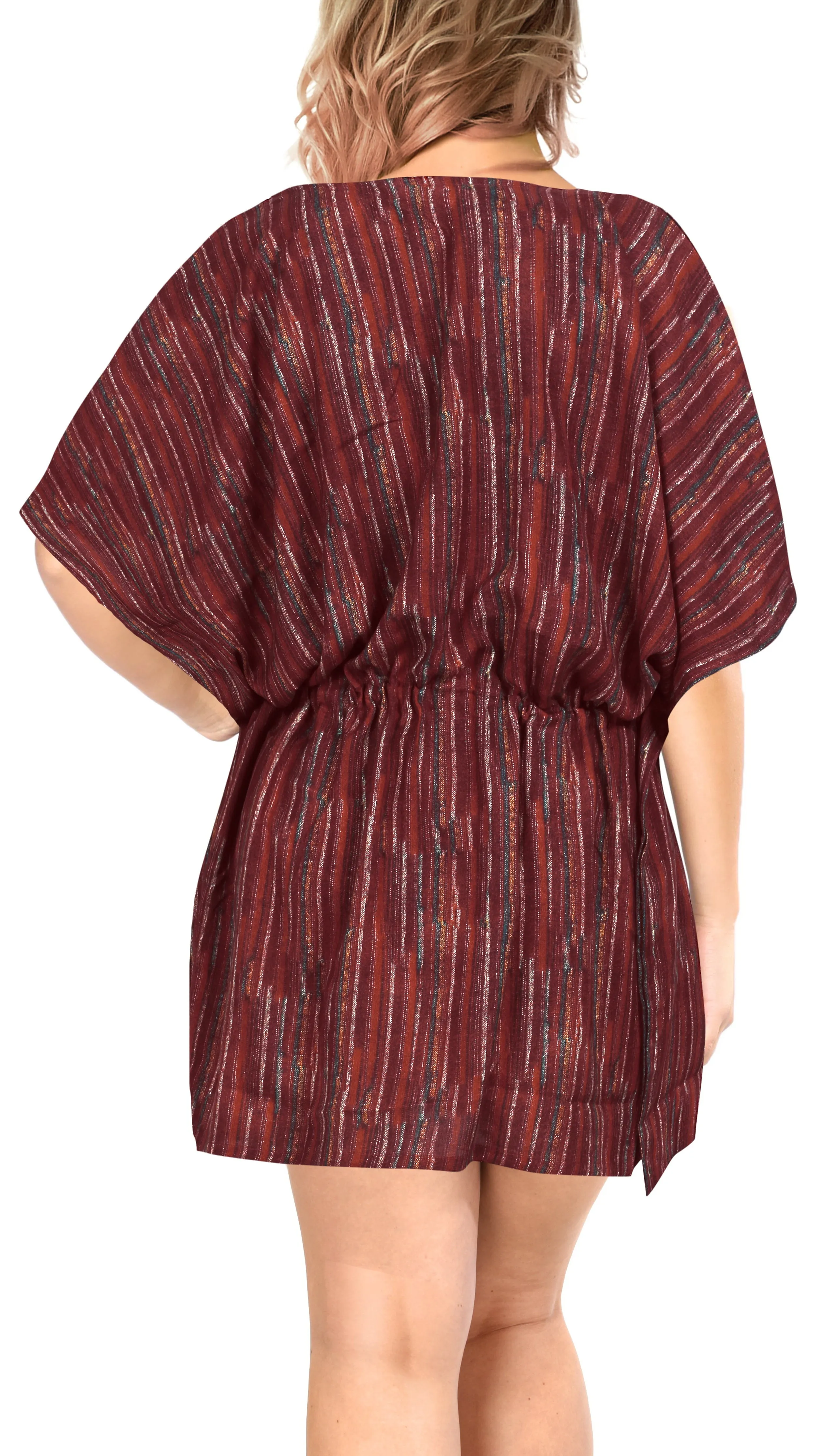 LA LEELA Women's Kaftan Bikini Swimwear Cover Ups Dress US 16-28W Maroon_N209