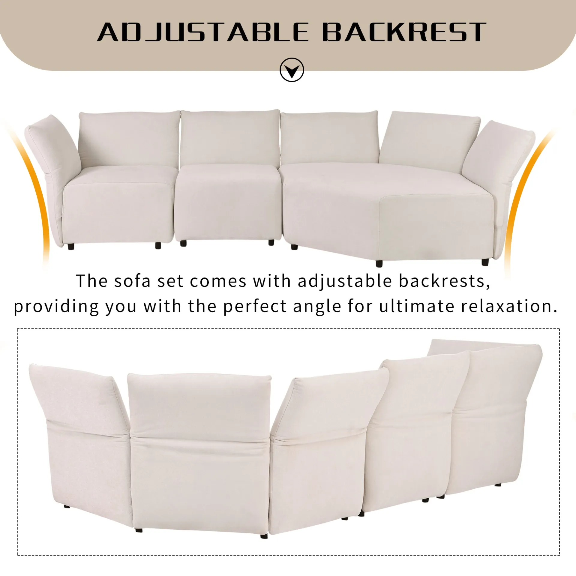 La Toulon | Modern Italian Sofa Set with Upholstery Adjustable Back with Free Combination