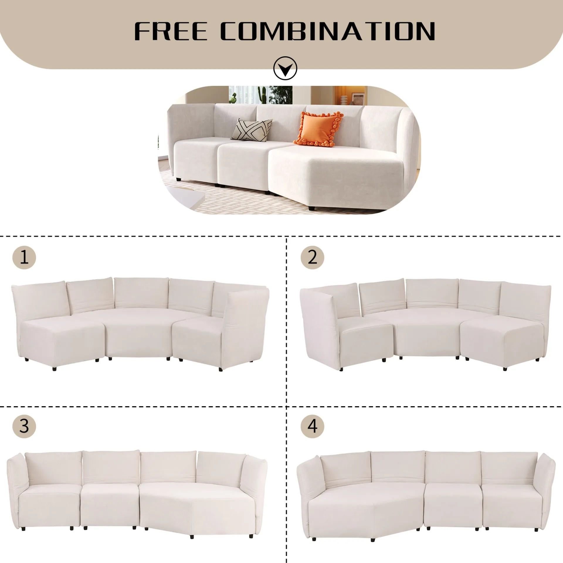 La Toulon | Modern Italian Sofa Set with Upholstery Adjustable Back with Free Combination
