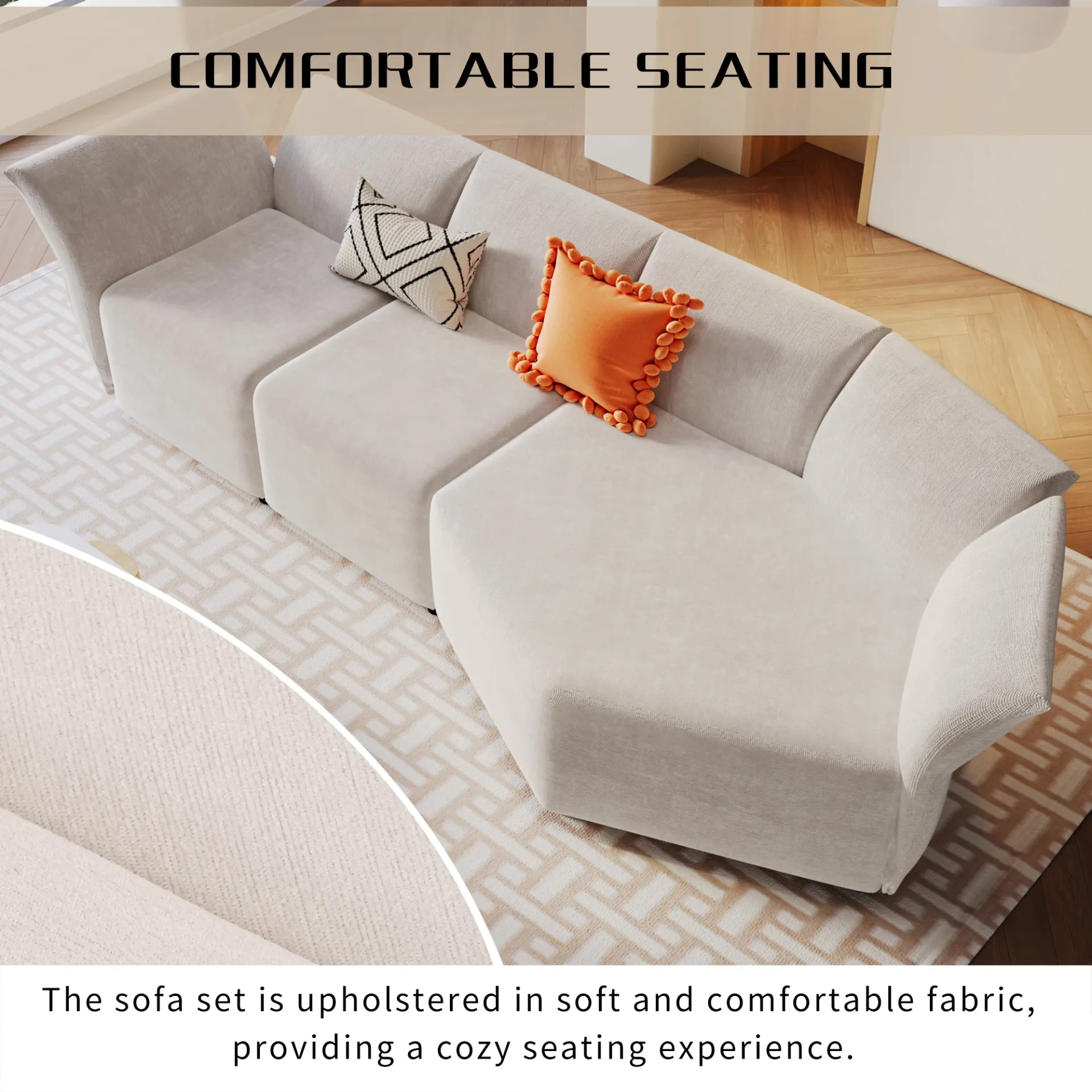 La Toulon | Modern Italian Sofa Set with Upholstery Adjustable Back with Free Combination