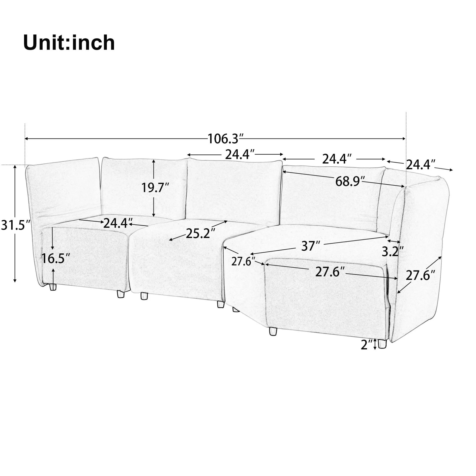 La Toulon | Modern Italian Sofa Set with Upholstery Adjustable Back with Free Combination