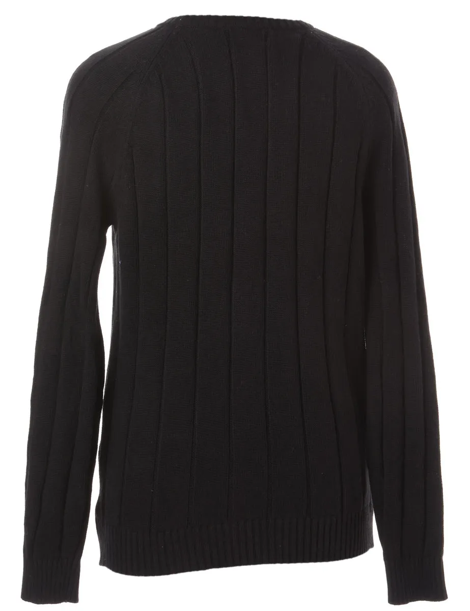 Label Zip Front Knitted Jumper