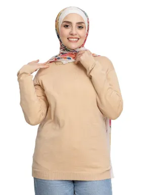 Latte Round Knit Pullover