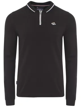 Le Shark Broadwick black long sleeved polo shirt