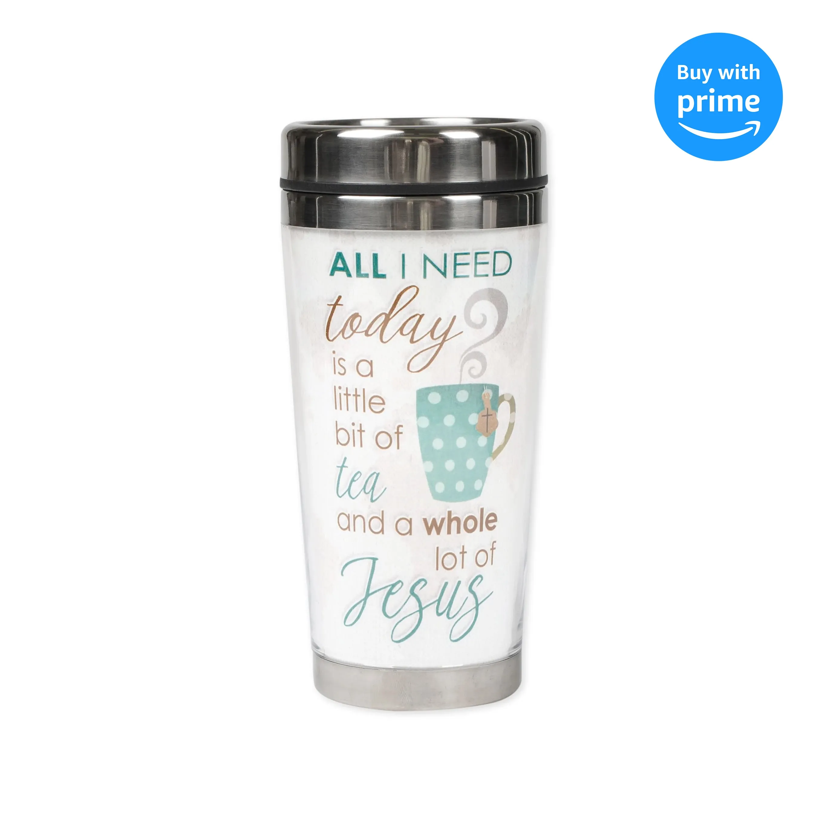 Little Bit of Tea Whole Lot of Jesus 16 Ounce Stainless Steel Travel Tumbler Mug