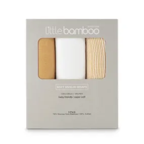 Little Linen Lt Bamboo Muslin Wrap 3Pk - Marigold