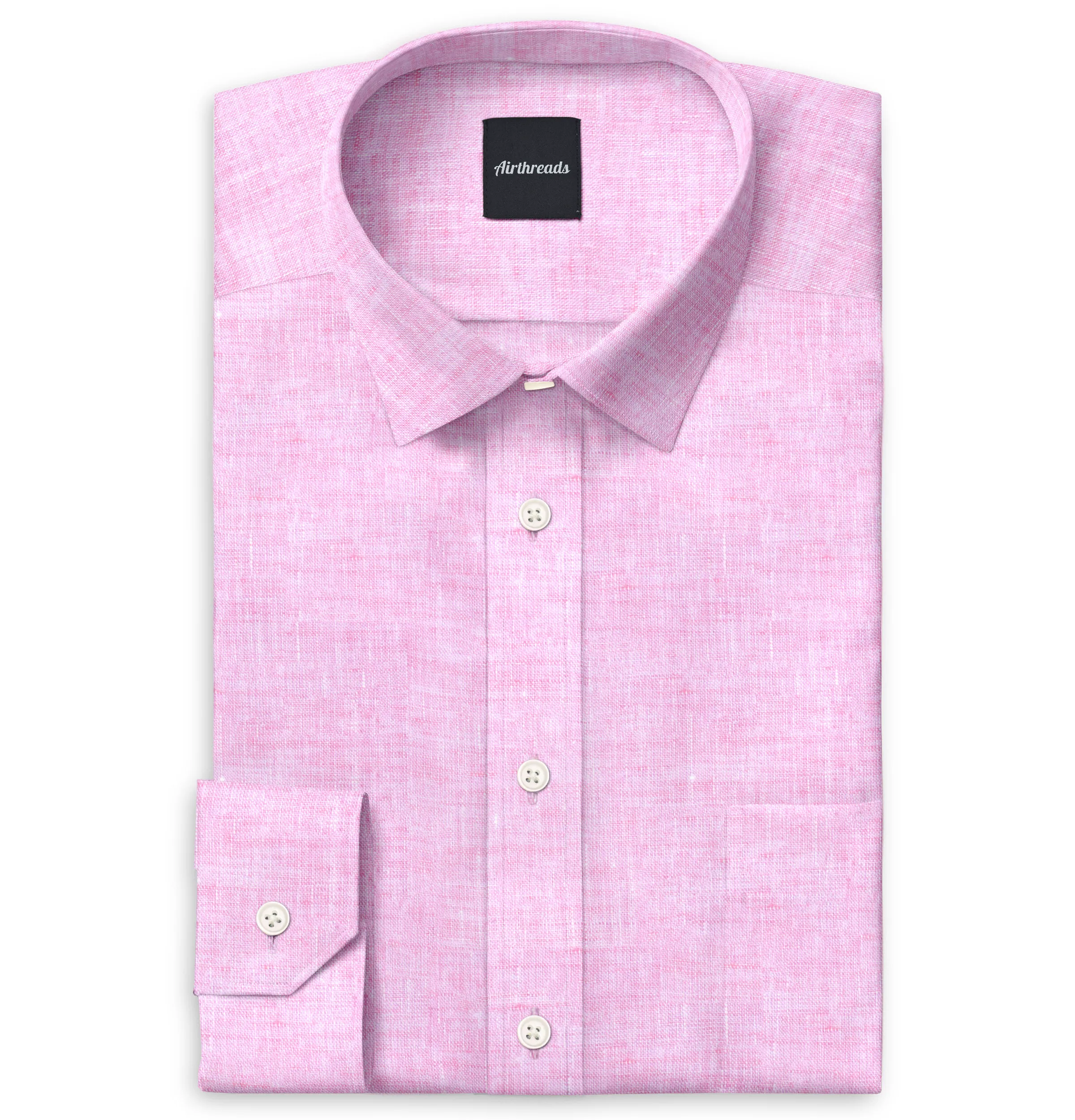Long Sleeve Linen Shirt in Pink