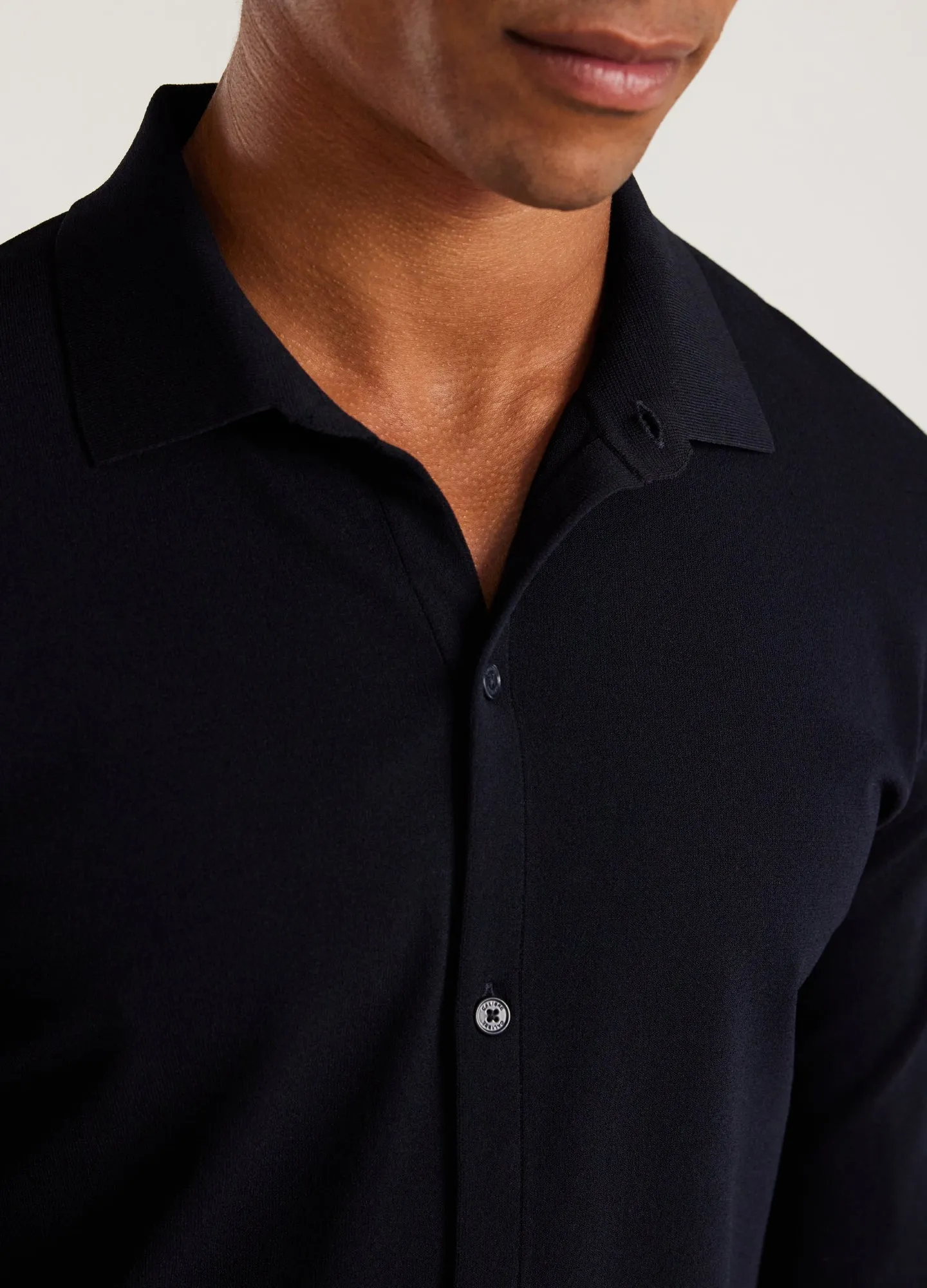 Long Sleeve Tech Knit Shirt Navy