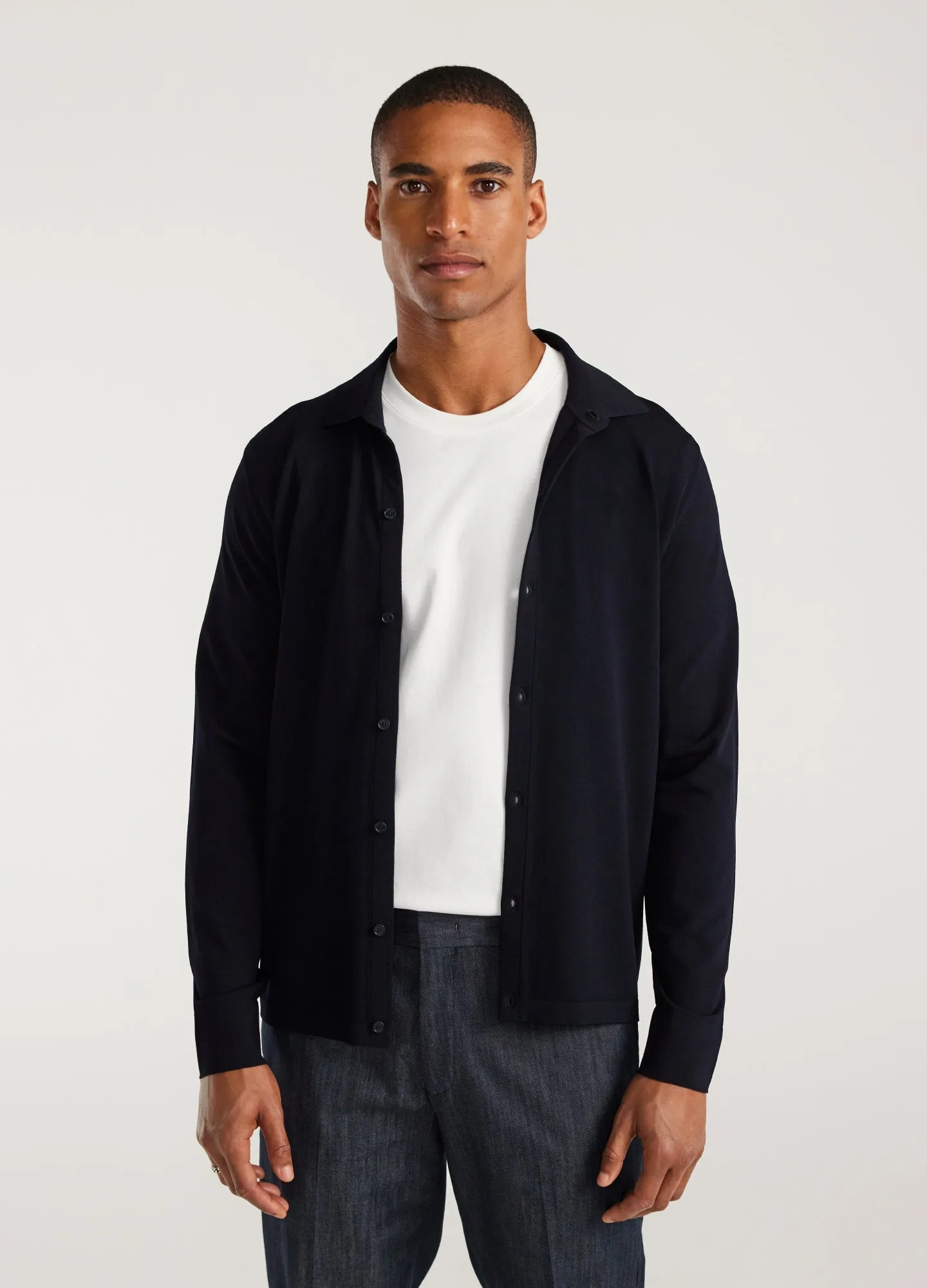 Long Sleeve Tech Knit Shirt Navy