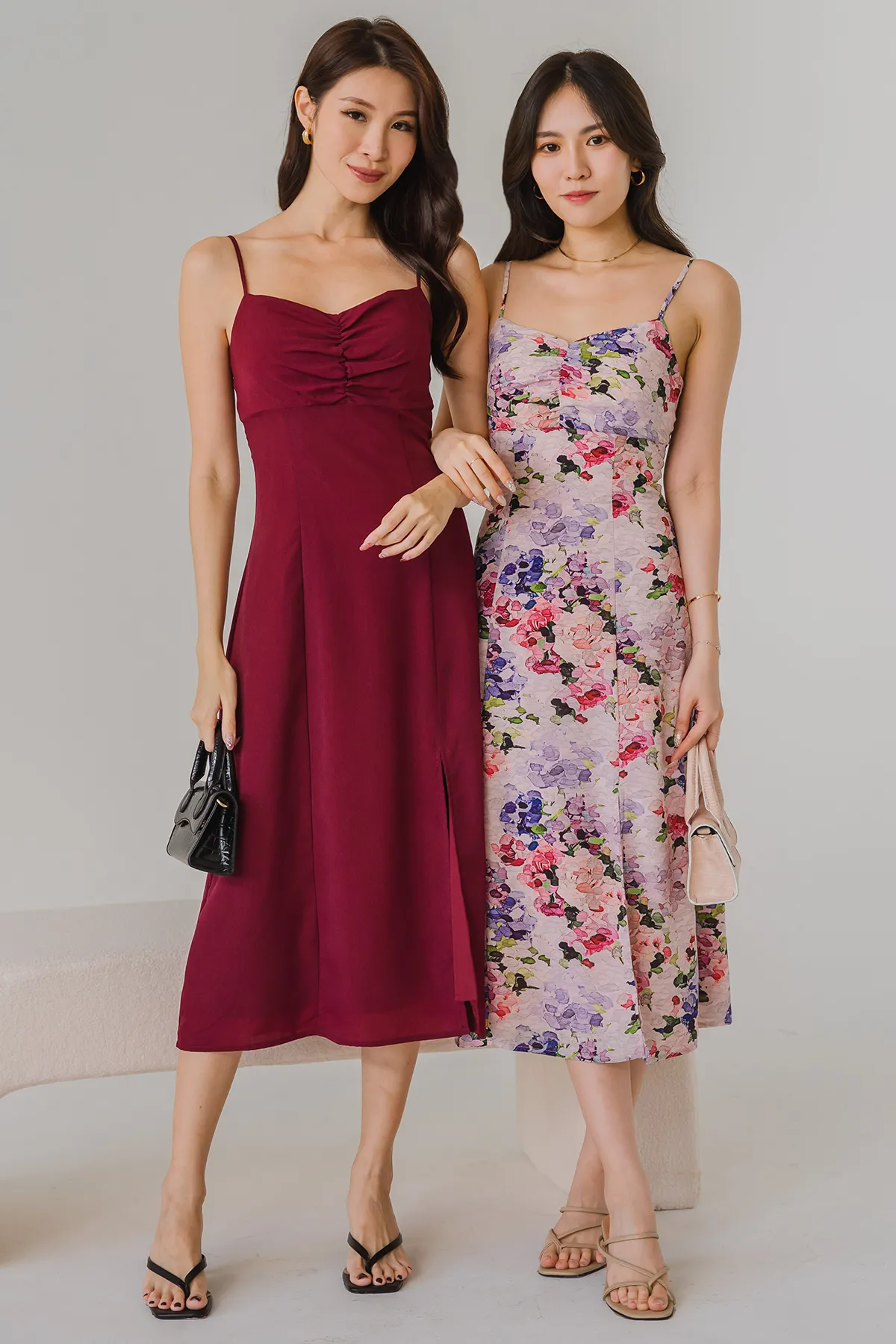 Love Language Padded Midi Dress (Dark Cherry)