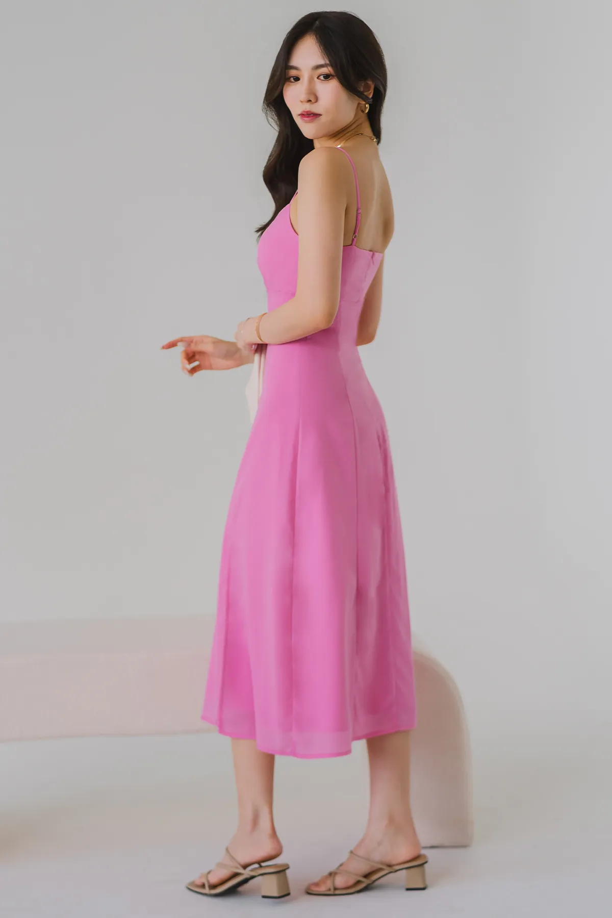 Love Language Padded Midi Dress (Pink)