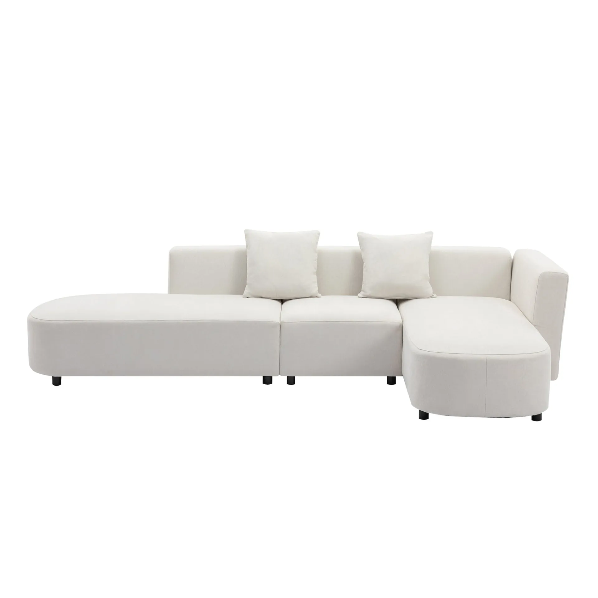Modern Living Room Upholstery Unique Sofa with 2 Throw Pillows