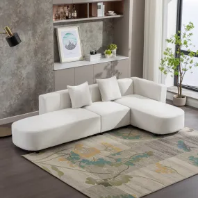 Modern Living Room Upholstery Unique Sofa with 2 Throw Pillows
