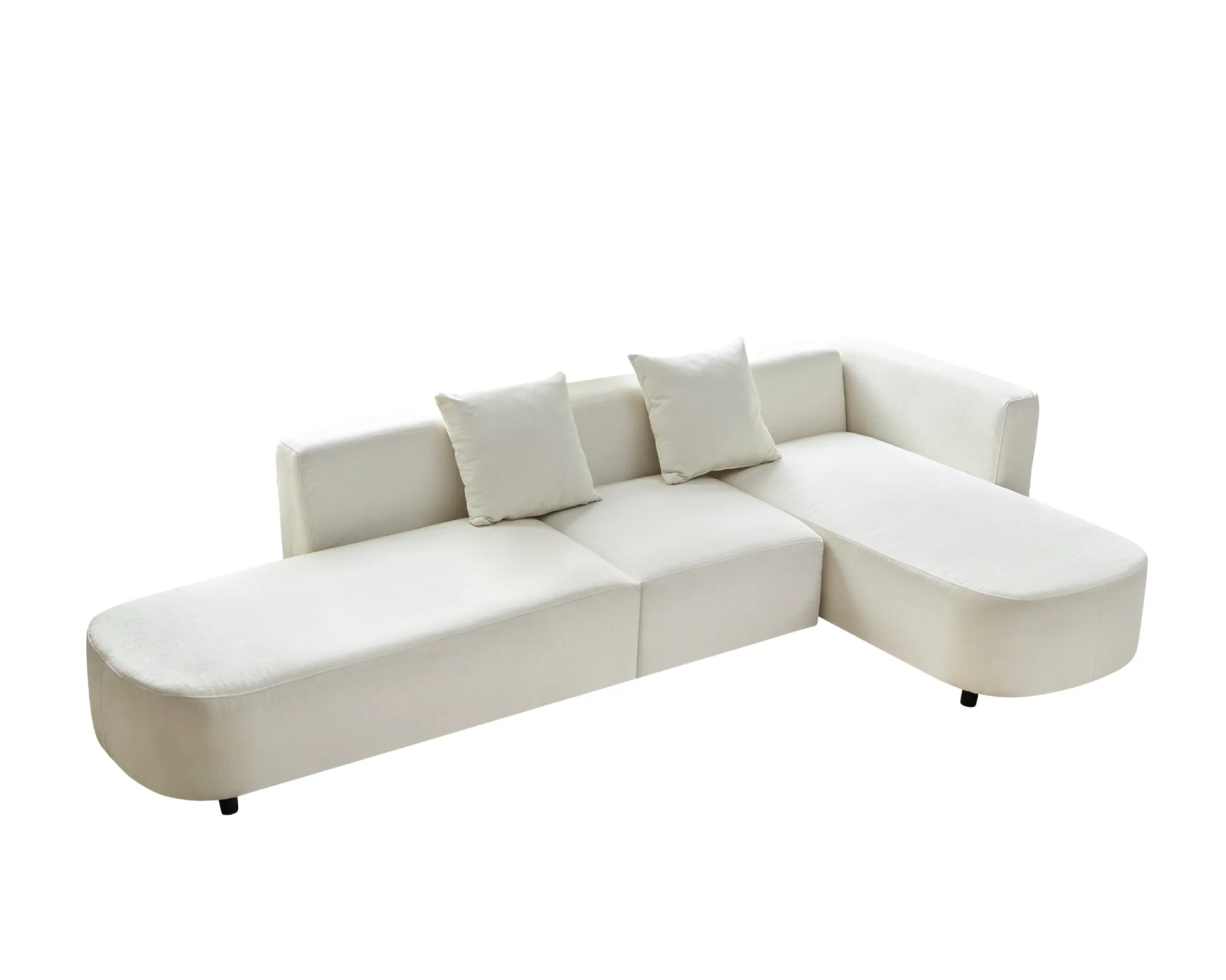 Modern Living Room Upholstery Unique Sofa with 2 Throw Pillows