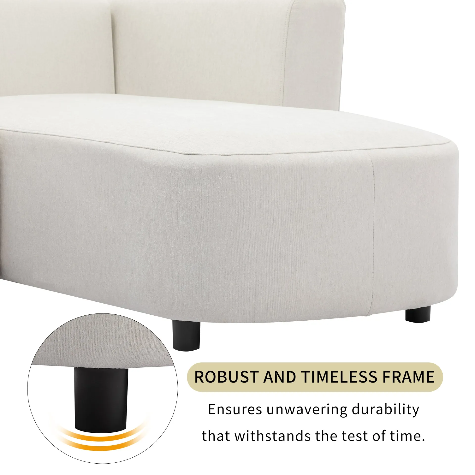 Modern Living Room Upholstery Unique Sofa with 2 Throw Pillows