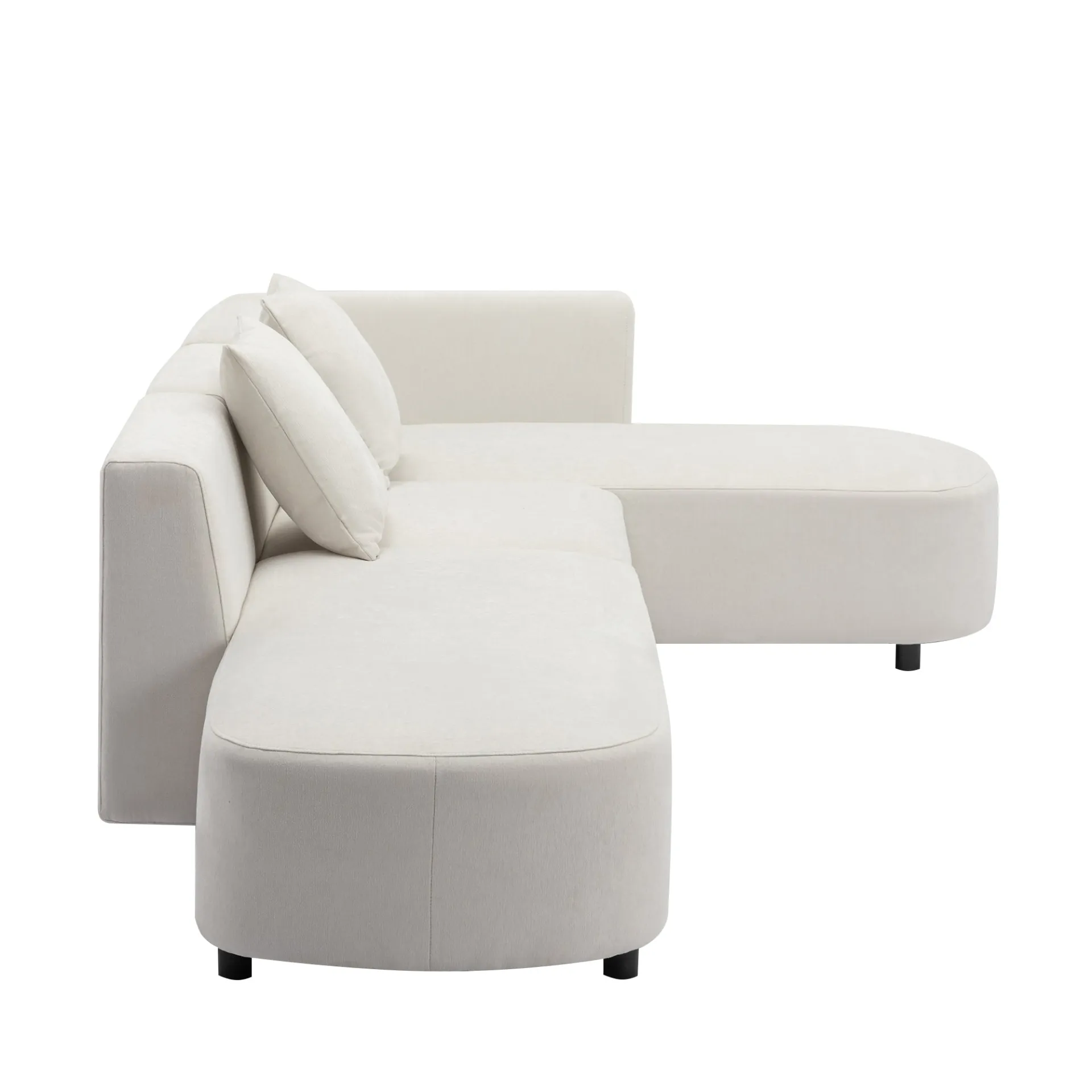 Modern Living Room Upholstery Unique Sofa with 2 Throw Pillows