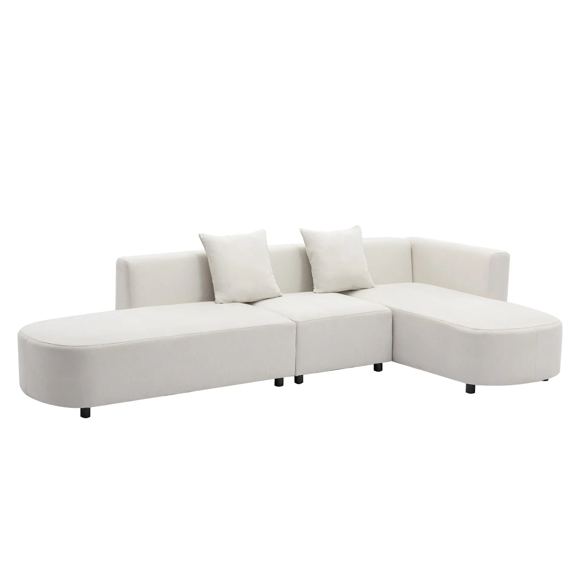 Modern Living Room Upholstery Unique Sofa with 2 Throw Pillows