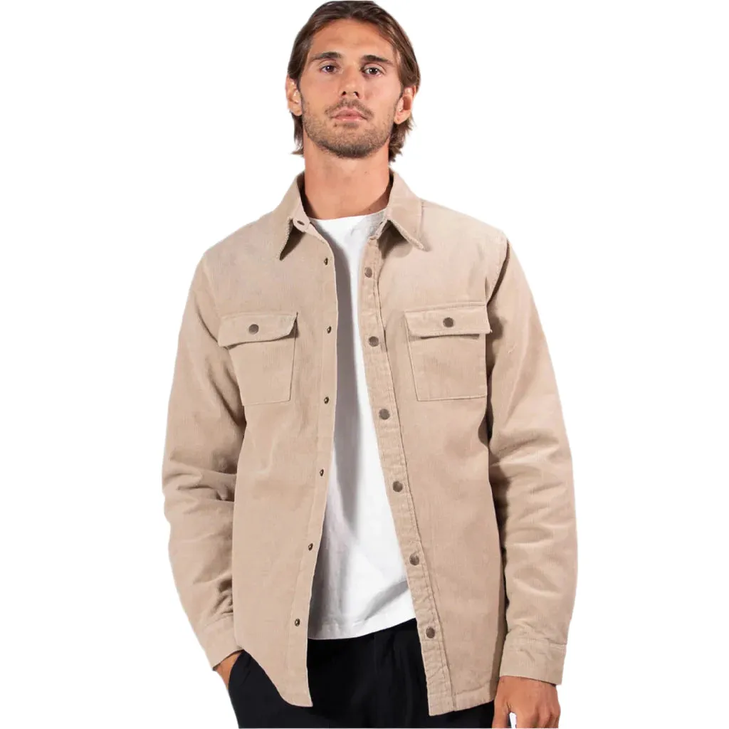 MR SIMPLE : Quilted Cord Jacket - Stone