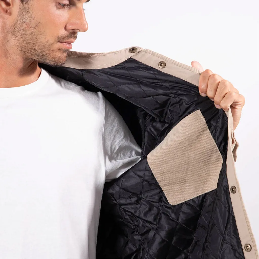 MR SIMPLE : Quilted Cord Jacket - Stone