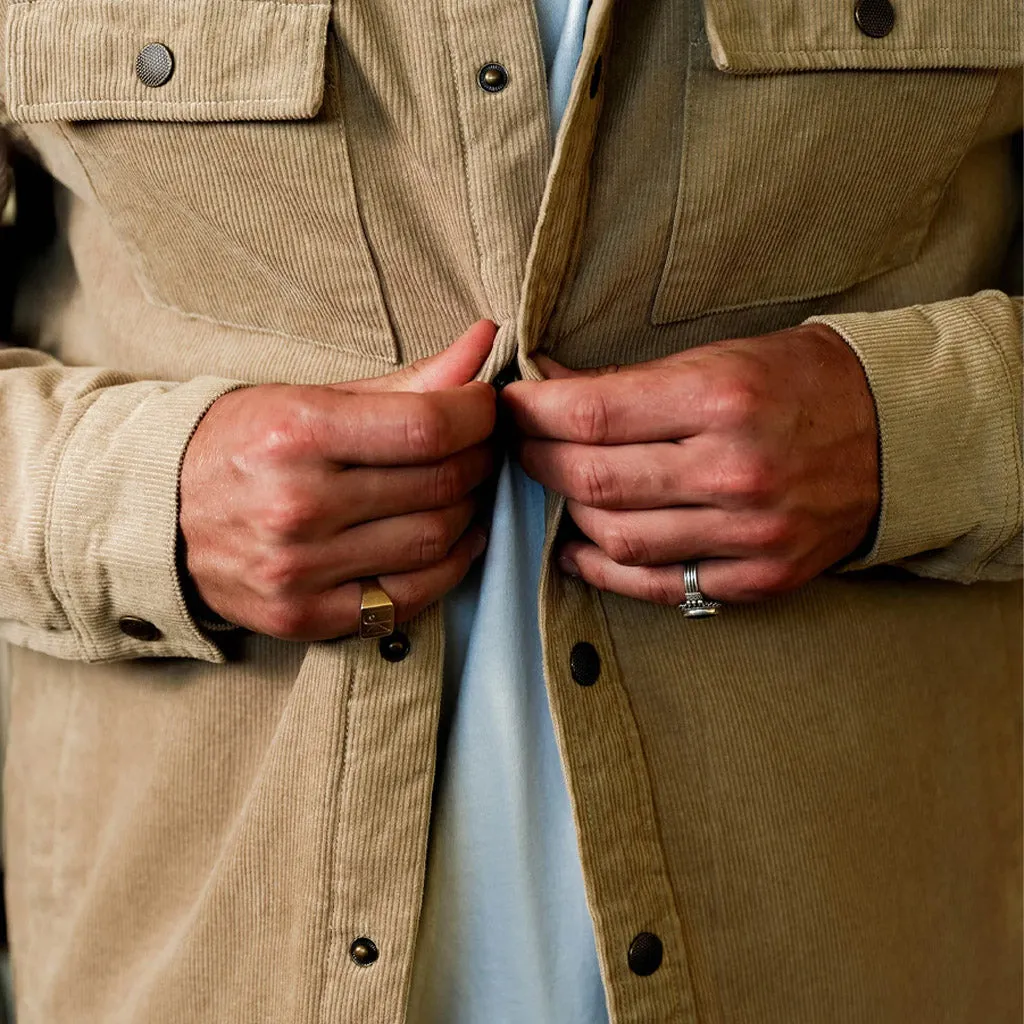MR SIMPLE : Quilted Cord Jacket - Stone