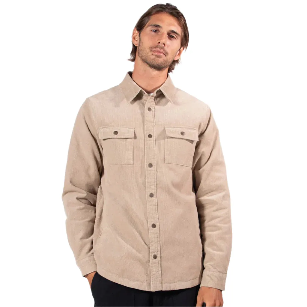 MR SIMPLE : Quilted Cord Jacket - Stone
