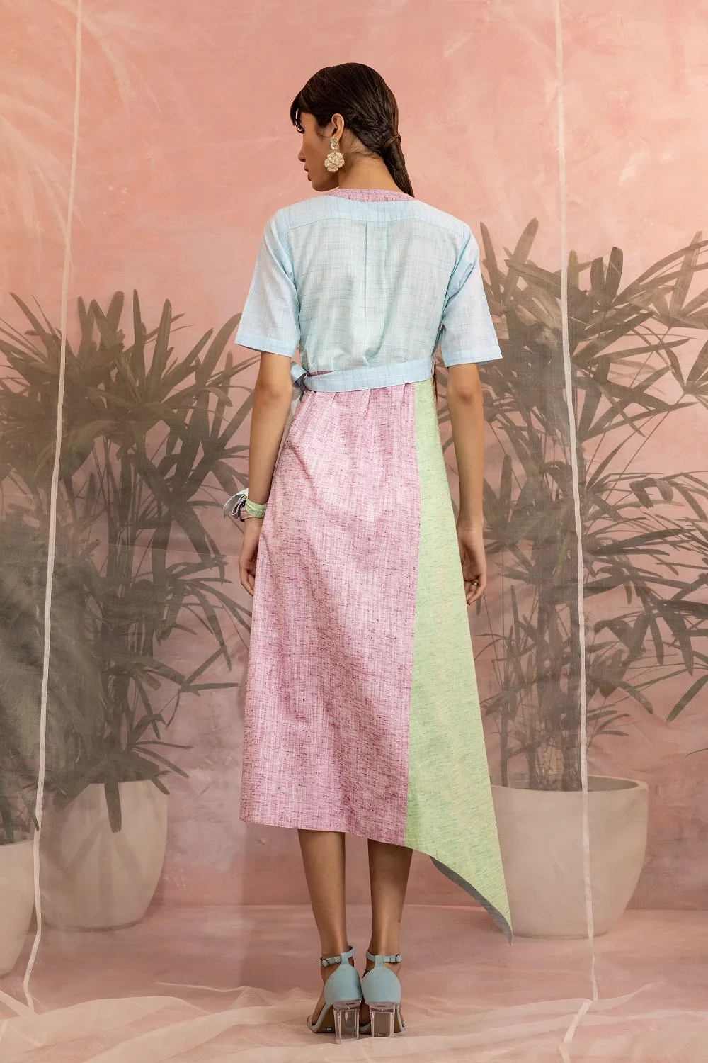 Multicolor Midi Wrap Dress