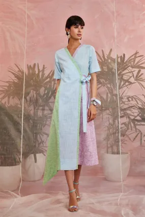 Multicolor Midi Wrap Dress