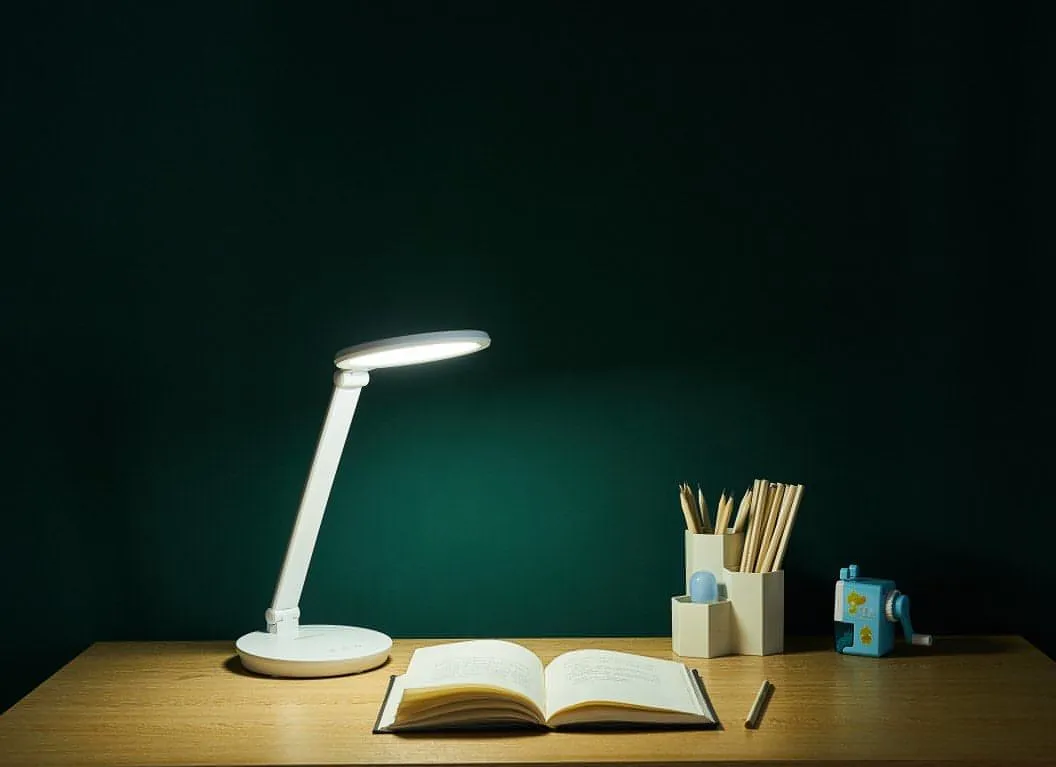 Native Lighting - White Compact LED Desk Lamp (Lightweight and portable with LED dimmable bulbs)