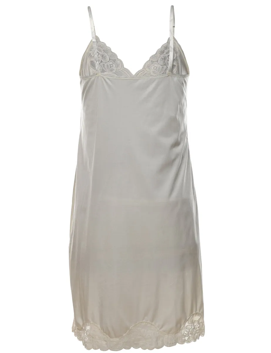 Off-White Lace Trim Slip Dress - M