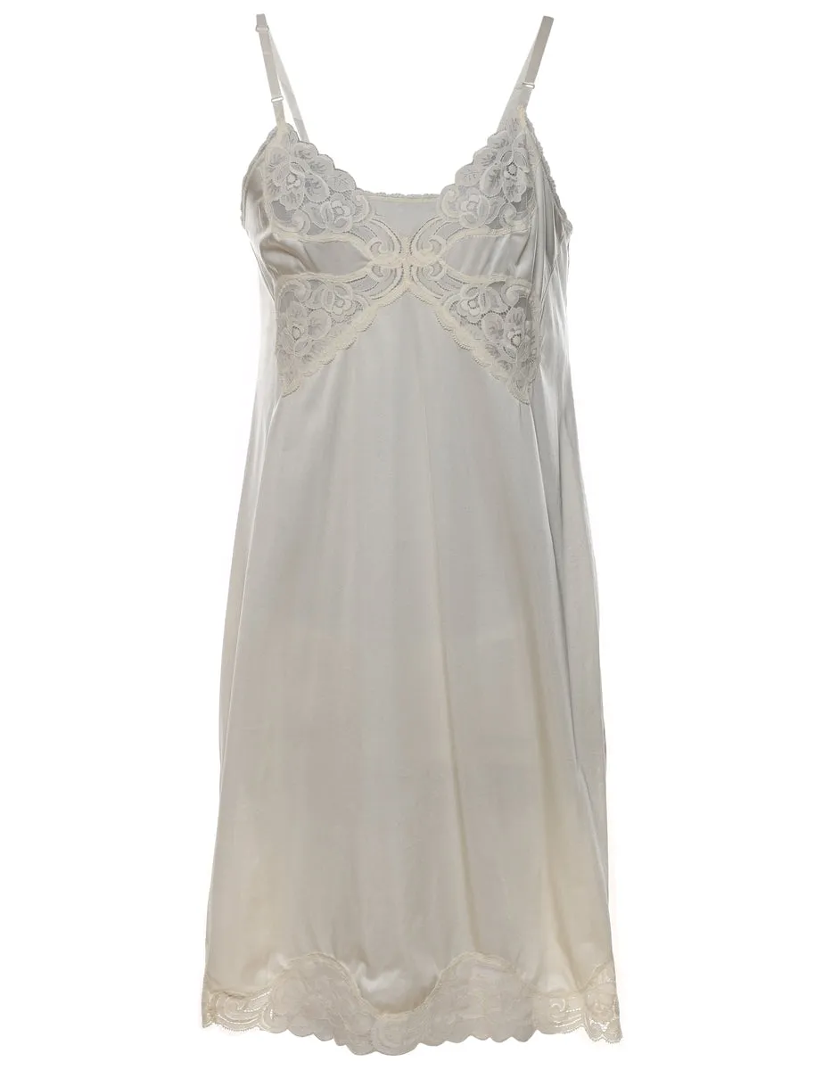 Off-White Lace Trim Slip Dress - M