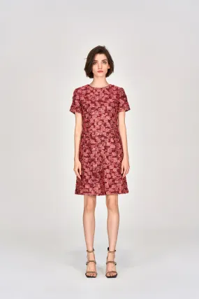 Orange Lurex Tweed Short Sleeves Dress